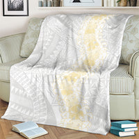 Niue White Sunday Blanket Niuean Hiapo With Puakenikeni Lei