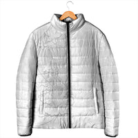 American Samoa White Sunday Padded Jacket Polynesian Pattern With Tropical Flowers