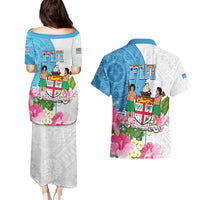 Fiji Day Couples Matching Puletasi Dress and Hawaiian Shirt Tanoa Hibiscus Fijian Tapa Masi Pattern LT05 - Polynesian Pride