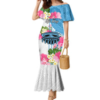 Fiji Day Mermaid Dress Tanoa Hibiscus Fijian Tapa Masi Pattern LT05 Women White - Polynesian Pride