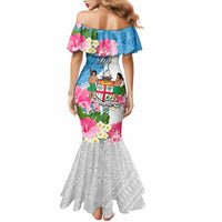 Fiji Day Mermaid Dress Tanoa Hibiscus Fijian Tapa Masi Pattern LT05 - Polynesian Pride