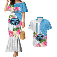 Personalized Fiji Day Couples Matching Mermaid Dress and Hawaiian Shirt Tanoa Hibiscus Fijian Tapa Masi Pattern LT05 White - Polynesian Pride