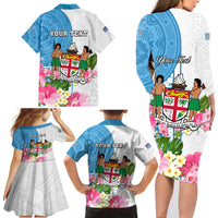 Personalized Fiji Day Family Matching Long Sleeve Bodycon Dress and Hawaiian Shirt Tanoa Hibiscus Fijian Tapa Masi Pattern LT05 - Polynesian Pride