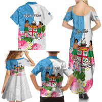Personalized Fiji Day Family Matching Summer Maxi Dress and Hawaiian Shirt Tanoa Hibiscus Fijian Tapa Masi Pattern LT05 - Polynesian Pride