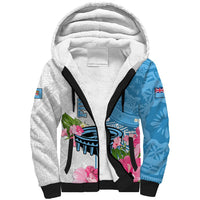 Personalized Fiji Day Sherpa Hoodie Tanoa Hibiscus Fijian Tapa Masi Pattern LT05 Unisex White - Polynesian Pride