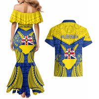 Niue Constitution Day Couples Matching Mermaid Dress and Hawaiian Shirt Coat Of Arms Niuean Hiapo Pattern LT05 - Polynesian Pride