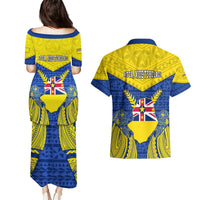 Niue Constitution Day Couples Matching Puletasi Dress and Hawaiian Shirt Coat Of Arms Niuean Hiapo Pattern LT05 - Polynesian Pride