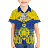 niue-constitution-day-family-matching-short-sleeve-bodycon-dress-and-hawaiian-shirt-coat-of-arms-niuean-hiapo-pattern