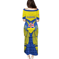 Niue Constitution Day Puletasi Coat Of Arms Niuean Hiapo Pattern LT05 - Polynesian Pride