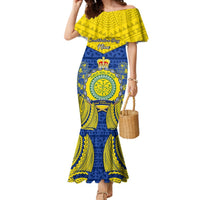 Personalized Niue Constitution Day Mermaid Dress Coat Of Arms Niuean Hiapo Pattern LT05 Women Yellow - Polynesian Pride