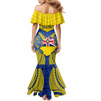 Personalized Niue Constitution Day Mermaid Dress Coat Of Arms Niuean Hiapo Pattern LT05 - Polynesian Pride