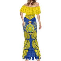 Personalized Niue Constitution Day Mermaid Dress Coat Of Arms Niuean Hiapo Pattern LT05 - Polynesian Pride