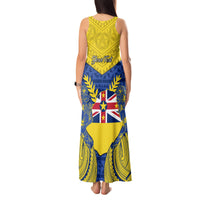 Personalized Niue Constitution Day Tank Maxi Dress Coat Of Arms Niuean Hiapo Pattern LT05 - Polynesian Pride