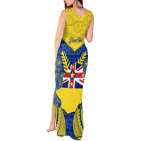 Personalized Niue Constitution Day Tank Maxi Dress Coat Of Arms Niuean Hiapo Pattern LT05 - Polynesian Pride