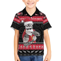 New Zealand Santa Tiki Christmas Family Matching Long Sleeve Bodycon Dress and Hawaiian Shirt Meri Kirihimete