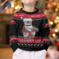 New Zealand Santa Tiki Christmas Kid Ugly Christmas Sweater Meri Kirihimete