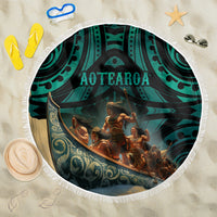 New Zealand Tamaki Herenga Waka Festival Beach Blanket Maori Pattern LT05 One Size 150cm Dark Turquoise - Polynesian Pride