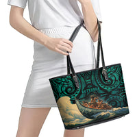 New Zealand Tamaki Herenga Waka Festival Leather Tote Bag Maori Pattern LT05 - Polynesian Pride