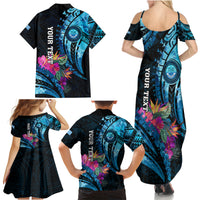 Personalised FSM Culture Day Family Matching Summer Maxi Dress and Hawaiian Shirt Tropical Flowers Tribal Pattern LT05 - Polynesian Pride