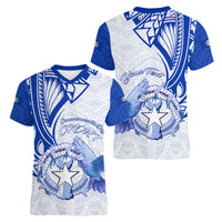 Personalised Northern Mariana Islands Commonwealth Day Women V Neck T Shirt Simple Style LT05 - Polynesian Pride