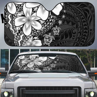 Polynesia Romantic Valentine Auto Sun Shade Sea Turtle Couple With Black Plumeria LT05 Black - Polynesian Pride