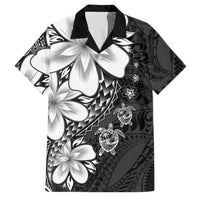 Polynesia Romantic Valentine Family Matching Off Shoulder Maxi Dress and Hawaiian Shirt Sea Turtle Couple With Black Plumeria