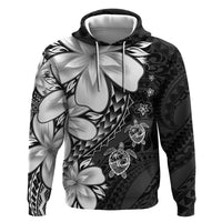 Polynesia Romantic Valentine Hoodie Sea Turtle Couple With Black Plumeria LT05 Pullover Hoodie Black - Polynesian Pride