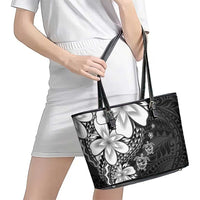 Polynesia Romantic Valentine Leather Tote Bag Sea Turtle Couple With Black Plumeria LT05 - Polynesian Pride