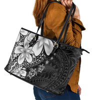 Polynesia Romantic Valentine Leather Tote Bag Sea Turtle Couple With Black Plumeria LT05 - Polynesian Pride