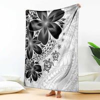 Polynesia Romantic Valentine Blanket Sea Turtle Couple With White Plumeria