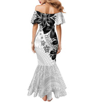 Polynesia Romantic Valentine Family Matching Mermaid Dress and Hawaiian Shirt Sea Turtle Couple With White Plumeria