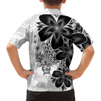 Polynesia Romantic Valentine Family Matching Off The Shoulder Long Sleeve Dress and Hawaiian Shirt Sea Turtle Couple With White Plumeria