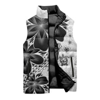 Polynesia Romantic Valentine Sleeveless Puffer Jacket Sea Turtle Couple With White Plumeria