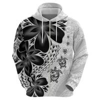 Polynesia Romantic Valentine Zip Hoodie Sea Turtle Couple With White Plumeria