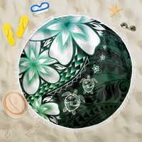 Polynesia Romantic Valentine Beach Blanket Sea Turtle Couple With Aqua Gradient Plumeria