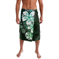 Polynesia Romantic Valentine Lavalava Sea Turtle Couple With Aqua Gradient Plumeria