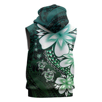 Polynesia Romantic Valentine Sleeveless Hoodie Sea Turtle Couple With Aqua Gradient Plumeria LT05 - Polynesian Pride