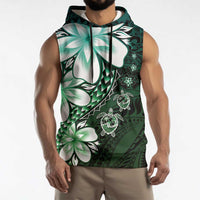 Polynesia Romantic Valentine Sleeveless Hoodie Sea Turtle Couple With Aqua Gradient Plumeria LT05 - Polynesian Pride