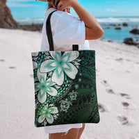 Polynesia Romantic Valentine Tote Bag Sea Turtle Couple With Aqua Gradient Plumeria