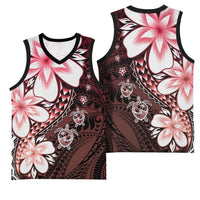 Polynesia Romantic Valentine Basketball Jersey Sea Turtle Couple With Red Gradient Plumeria LT05 - Polynesian Pride