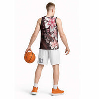 Polynesia Romantic Valentine Basketball Jersey Sea Turtle Couple With Red Gradient Plumeria LT05 - Polynesian Pride