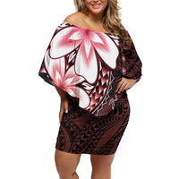 Polynesia Romantic Valentine Family Matching Off Shoulder Short Dress and Hawaiian Shirt Sea Turtle Couple With Red Gradient Plumeria
