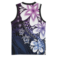 Polynesia Romantic Valentine Basketball Jersey Sea Turtle Couple With Purple Gradient Plumeria LT05 - Polynesian Pride