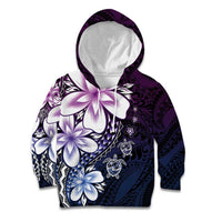 Polynesia Romantic Valentine Kid Hoodie Sea Turtle Couple With Purple Gradient Plumeria LT05 Hoodie Purple - Polynesian Pride