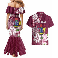 Personalised Cook Island Mangaia Gospel Day Couples Matching Mermaid Dress and Hawaiian Shirt Floral Tribal Pattern LT05 - Polynesian Pride