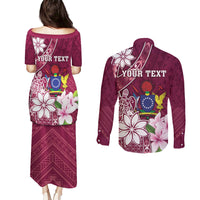 Personalised Cook Island Mangaia Gospel Day Couples Matching Puletasi and Long Sleeve Button Shirt Floral Tribal Pattern LT05 - Polynesian Pride