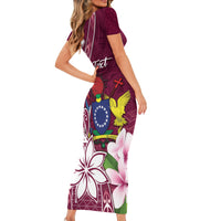 Personalised Cook Island Mangaia Gospel Day Short Sleeve Bodycon Dress Floral Tribal Pattern