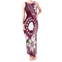 Personalised Cook Island Mangaia Gospel Day Tank Maxi Dress Floral Tribal Pattern LT05 Women Maroon - Polynesian Pride