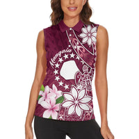 Personalised Cook Island Mangaia Gospel Day Women Sleeveless Polo Shirt Floral Tribal Pattern