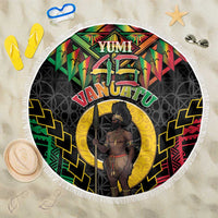 Vanuatu 45th Anniversary Independence Day Beach Blanket Melanesian Warrior With Sand Drawing Pattern LT05